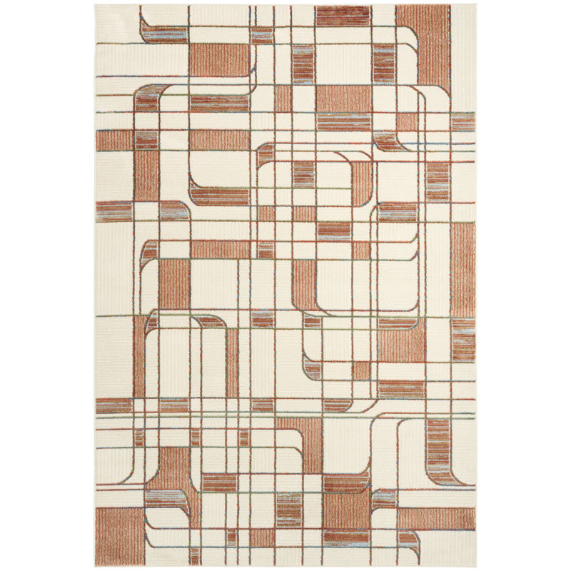 Tapis Mid-Century Nordic Ivory Rust, Rectangle 4pi x 6 pi