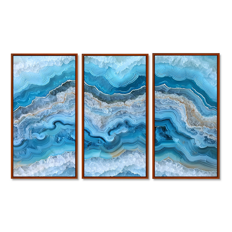 Ensemble de salon Agate Dream River, Reproduction avec cadre flottant, Brun, 28" H x 36" W