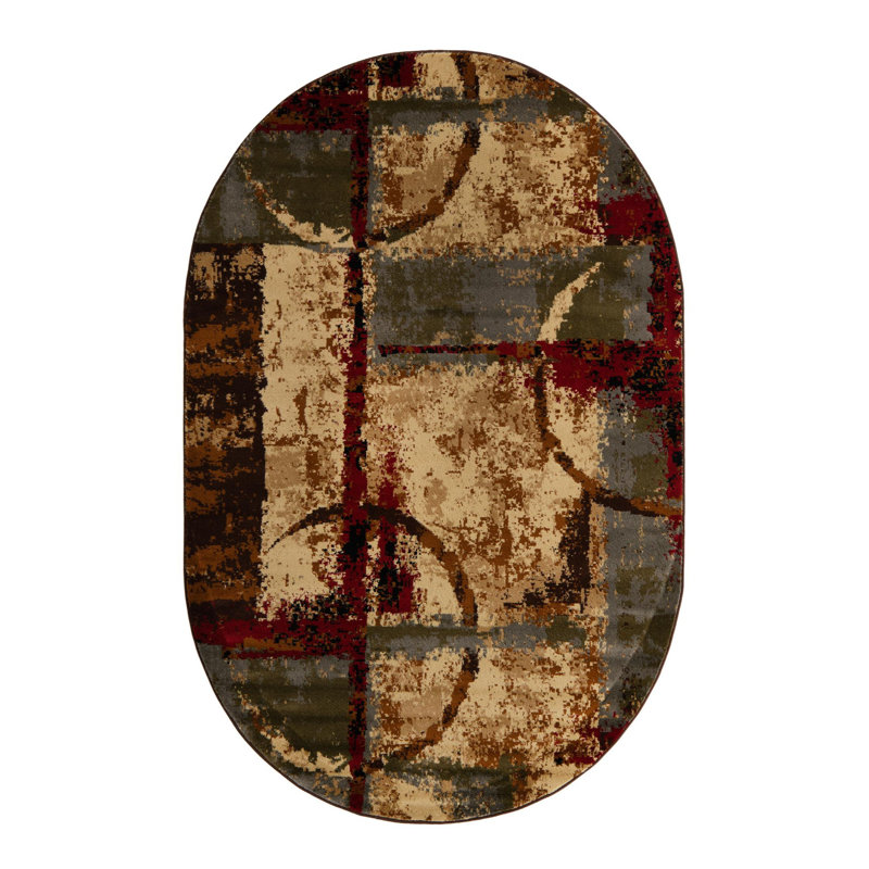 Adetomiwa Geometric Indoor Rug, Oval 5'3" x 8'