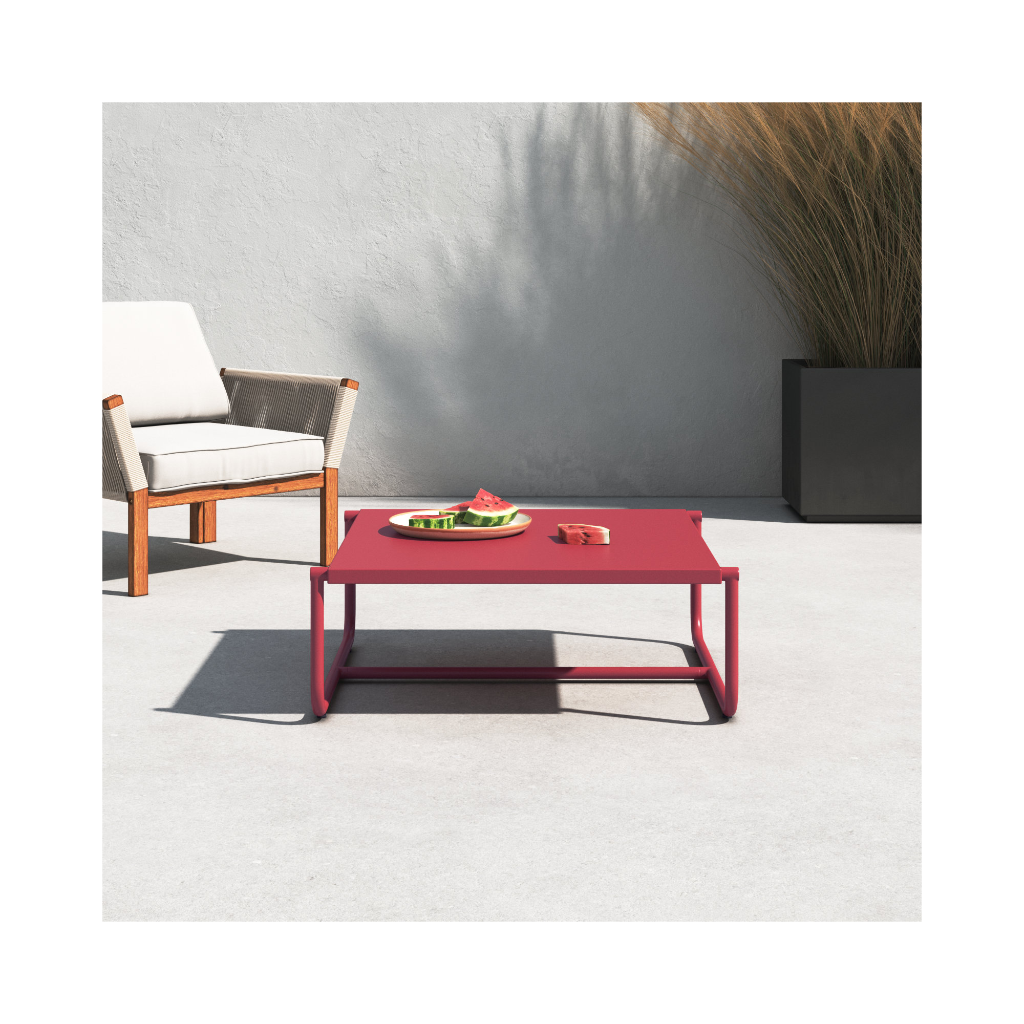 Sean 35'' Aluminum Outdoor Coffee Table, Red