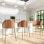 Tabouret de comptoir de 26 po de hauteur, similicuir brun tabac, structure dorée, dossier confortable, glissières de comptoir de bar réglables pour îlot de cuisine, table haute