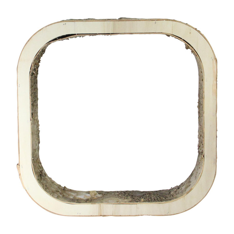Décoration de table carrée en écorce de bois 13,5 po ivoire et brun rustique