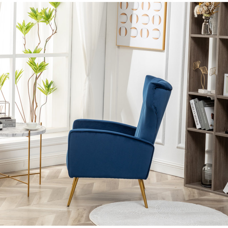 Ceijay Velvet Armchair, Blue Velvet