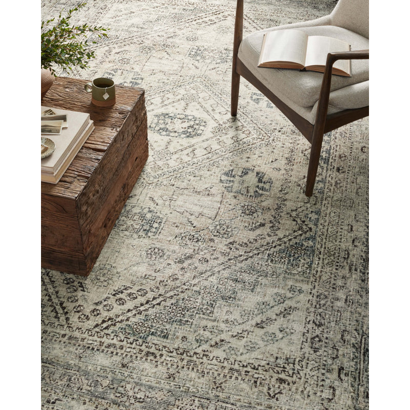 Sinclair Natural Sage 5' x 7' Washable Synthetic Area Rug