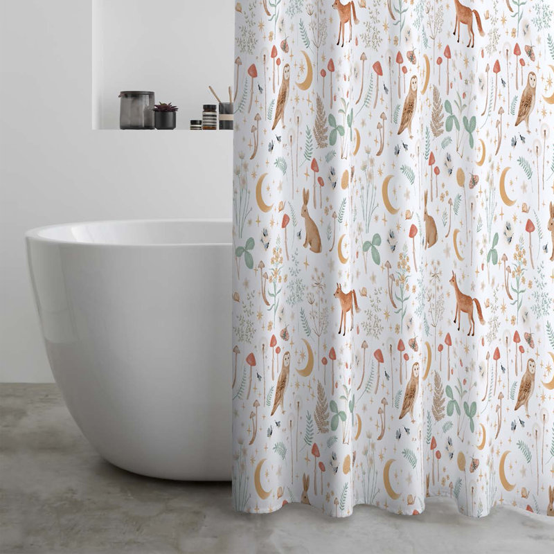 Enchanted Twilight Animals Shower Curtain, White