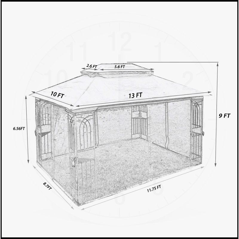 13x10 Outdoor Patio Gazebo Canopy Tent With Ventilated Double Roof And Mosquito net(Detachable Mesh Screen On All Sides)