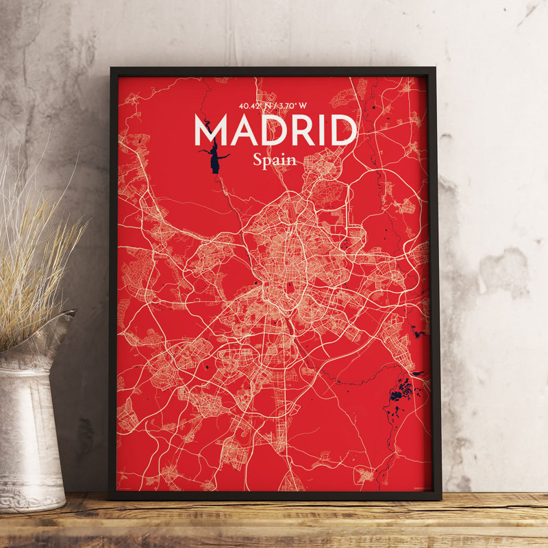 Madrid City Map - No Frame Print, 61cm H x 45.7cm W x 0.1cm D
