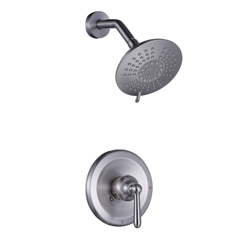 Single Handle 5-Spray Settings Shower Faucet With 6 In. High Pressure Rain Shower Head, Brushed Nickel