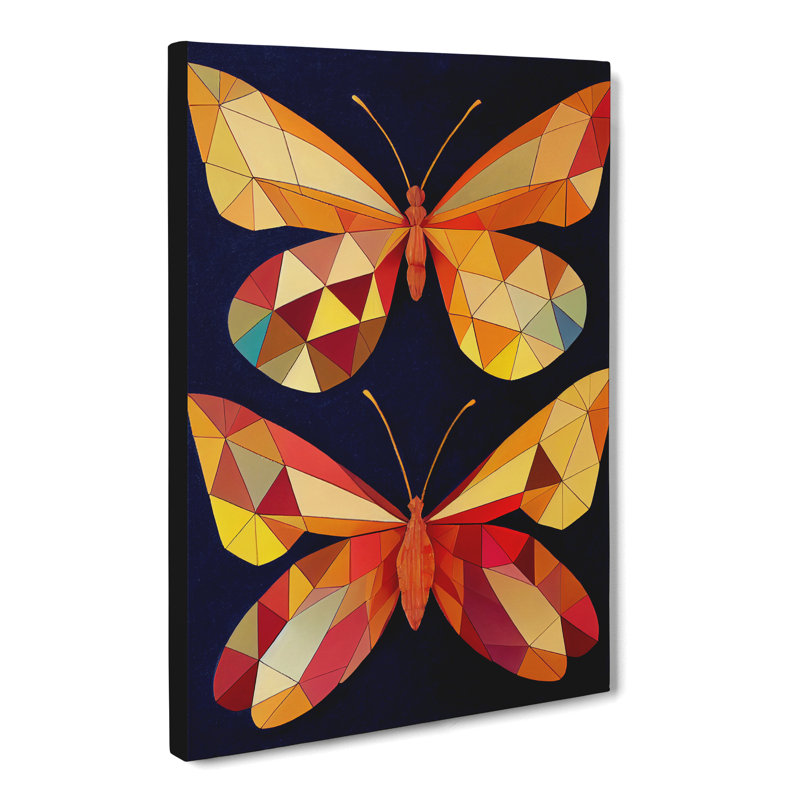 CAN-V0523-325X Butterfly Polygon - Wrapped Canvas Print, 50cm H x 35cm W