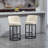 Counter Height Bar Stools Set of 2, Modern Barrel Design with Backrest, Linen Fabric Upholstered for Kitchen Island Comfort-1497760733