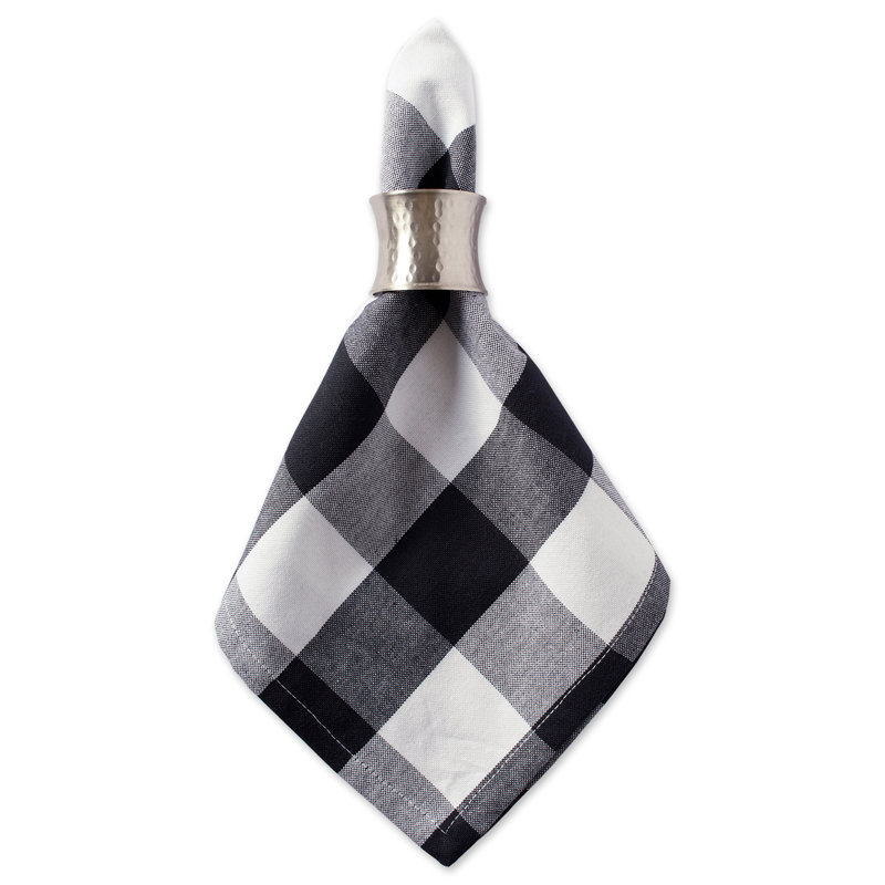 Mya-Rose Cotton Plaid Square Napkin, Black