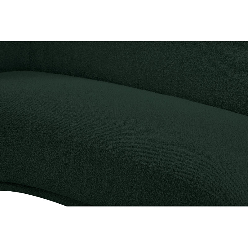 Canapé Chesterfield Hyde, Tissu bouclé vert, H 27,5 po x l 64 po x P 38 po