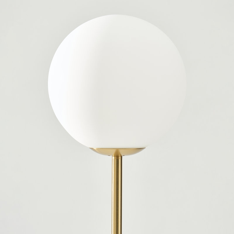 Lampe sur pied DEL moderne avec abat-jour rond en verre Luna, Mat