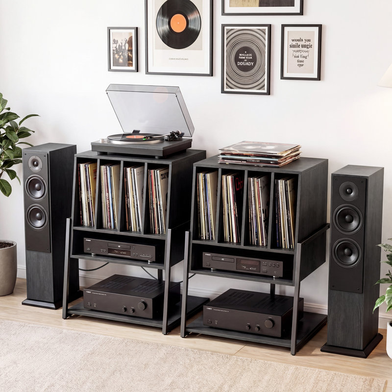 76.5cm H Media Shelves, Black