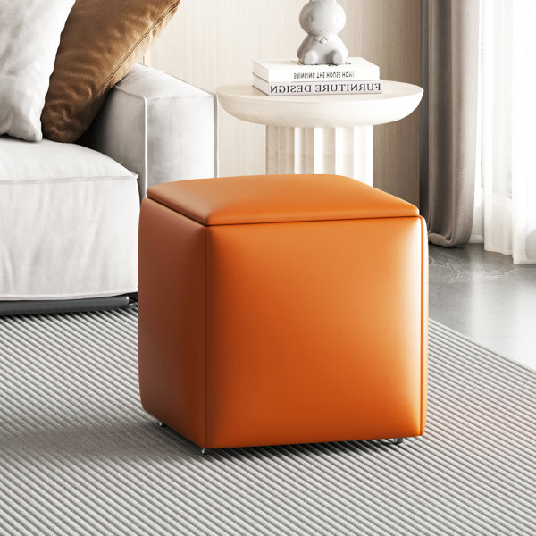 Ebern Designs 5-in-1 Nesting Square Upholstered Ottoman Cube Chair ...
