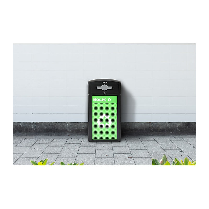 40 Gal. Steel Outdoor Commercial Recycling Bin Trash Can with Mixed Dome Lid 