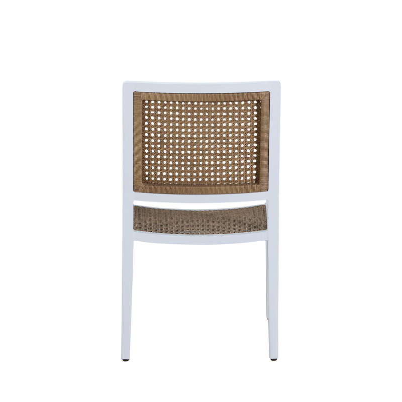 Bermuda Aluminum and Cane Arm Chair, Welt + Standard Fill, Intermix Bark, Chalk/Natural Cane