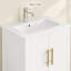 Meuble-lavabo autoportant blanc de 61 cm (24 pouces) avec panneau de porte ondulé et poignées dorées