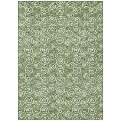 10' X 14' Green And Ivory Geometric Washable Indoor Outdoor Area Rug