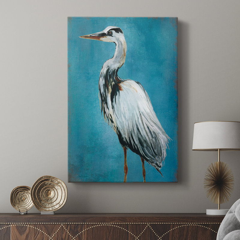 Grand héron bleu - galerie sur mesure, H 48 po x l 32 po