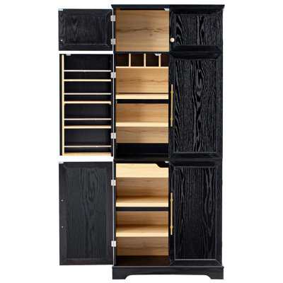 Armoire garde-manger de 78,2 po Gladwin avec tablettes, tiroir et porte-bouteilles