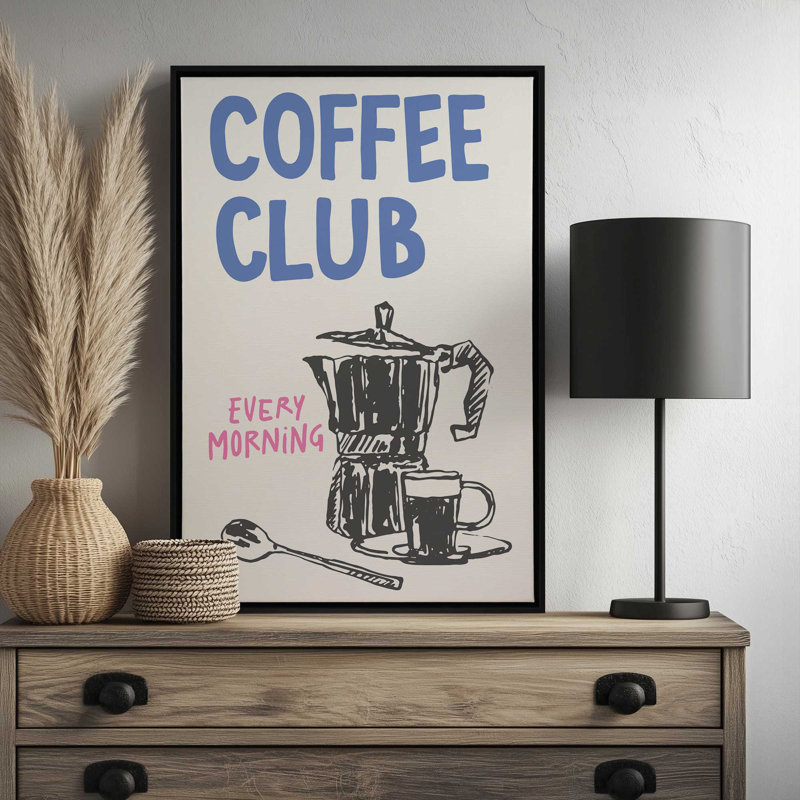 «Coffee Club» par Garima Dhawan, impression sur toile, H 40 po x l 30 po, Cadre flottant, Black