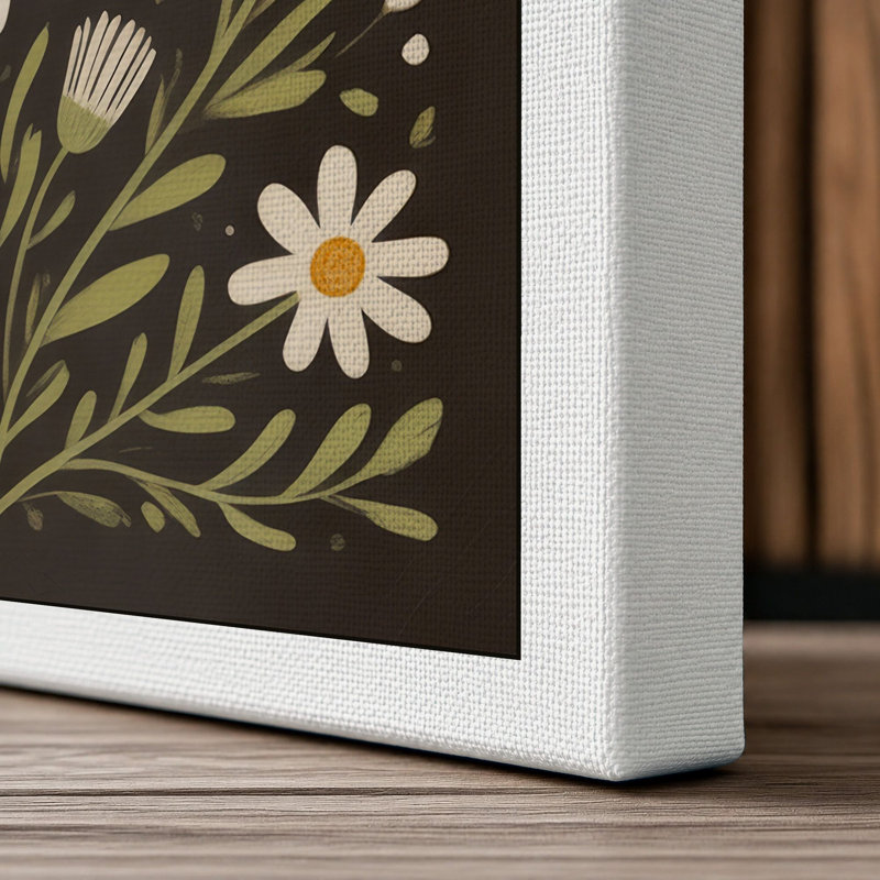 Daisy Studies Botanical - Wrapped Canvas, 36x24 - 91.4 x 61.0 cm, White Border