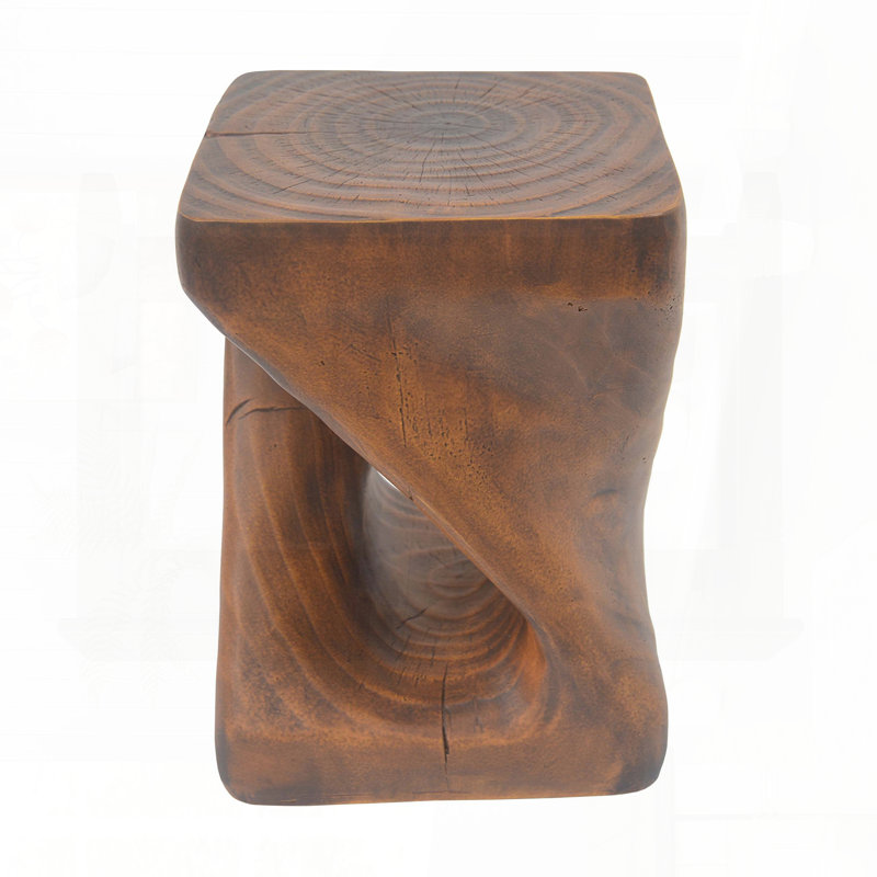 MGO Twist Shape Side Table with Wood-Like Texture – Antique Brown, Brown
