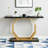 Faux Marble Console Table Accent Sofa Table with Geometric Metal Base-1491128703