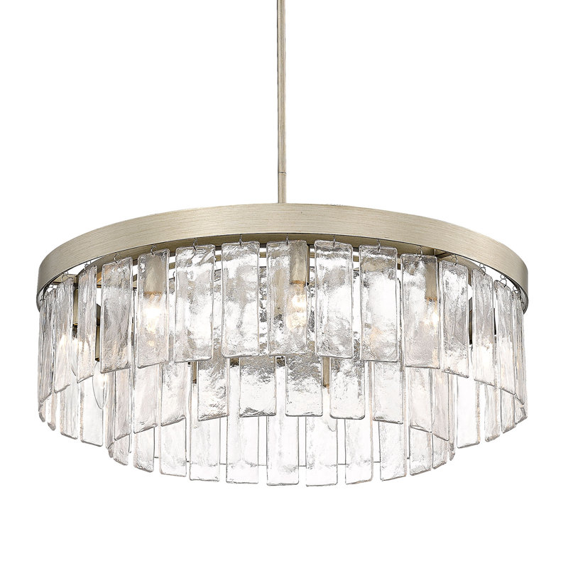 Lustre cylindrique à intensité variable 9 lumières Rodrico, Or blanc