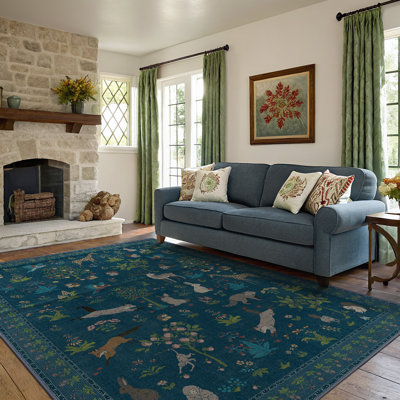 Alcoa Floral and Animal Print Performance Machine Washable Area Rug