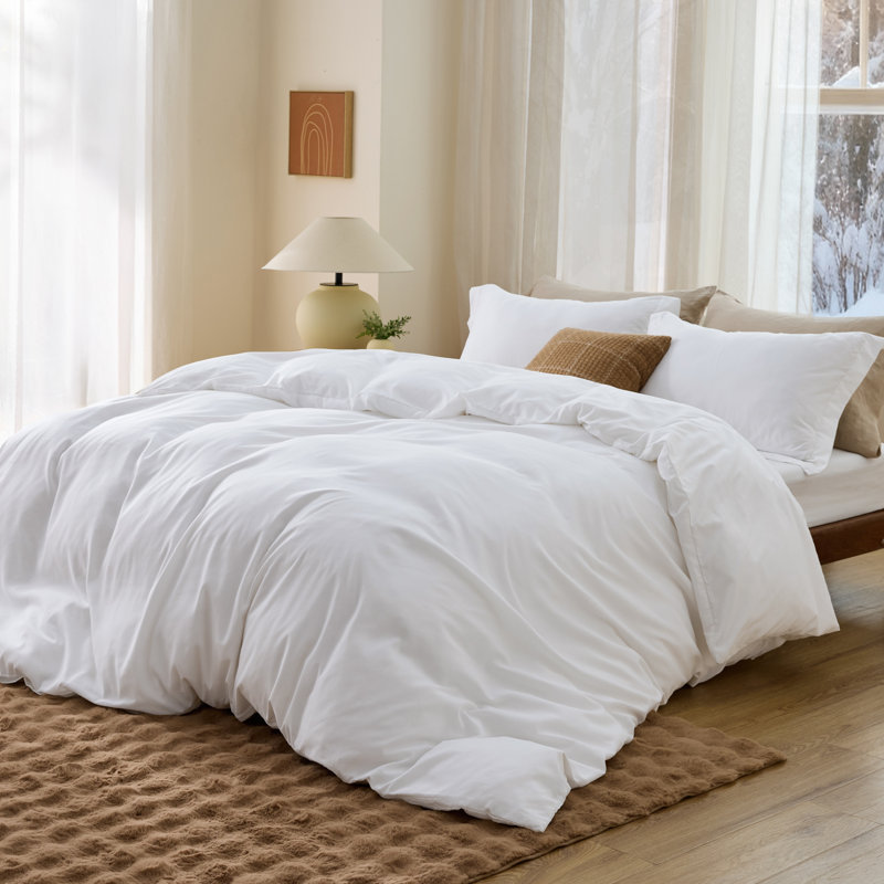 Bedsure Linen Duvet Cover Oversized Queen Size - Soft Double Brushed Bedding Set for Kids & Adults（Set of 3）, Linen