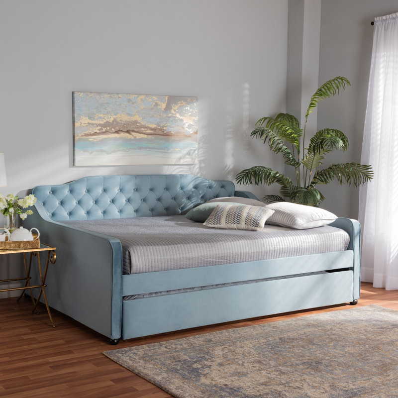 Mihoyo Upholstered Daybed, Light Blue, Full