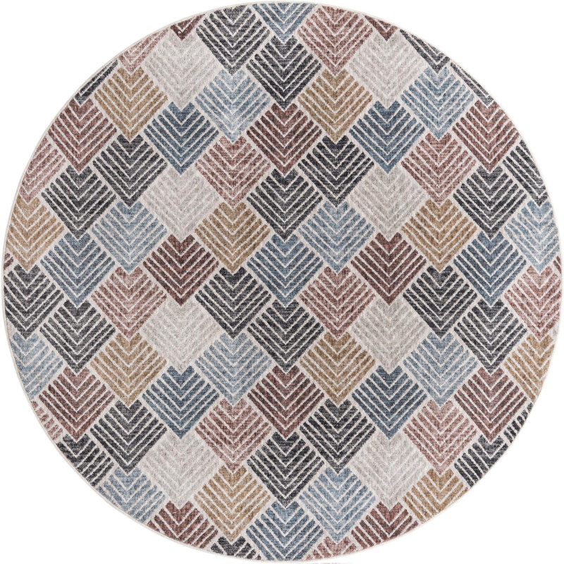Geometric Indoor Rug, Round 7'