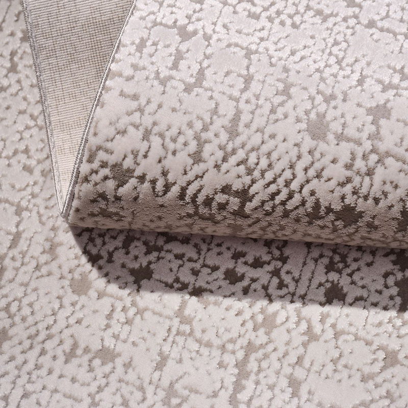 Tapis beige moderne lavable à la machine, Rectangle 6 pi 6 po x 9 pi 9 po