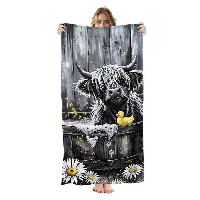  Serviette de plage en microfibre légère, absorbante et sans décoloration, 30 po x 60 po, fleur de lys rose véritable