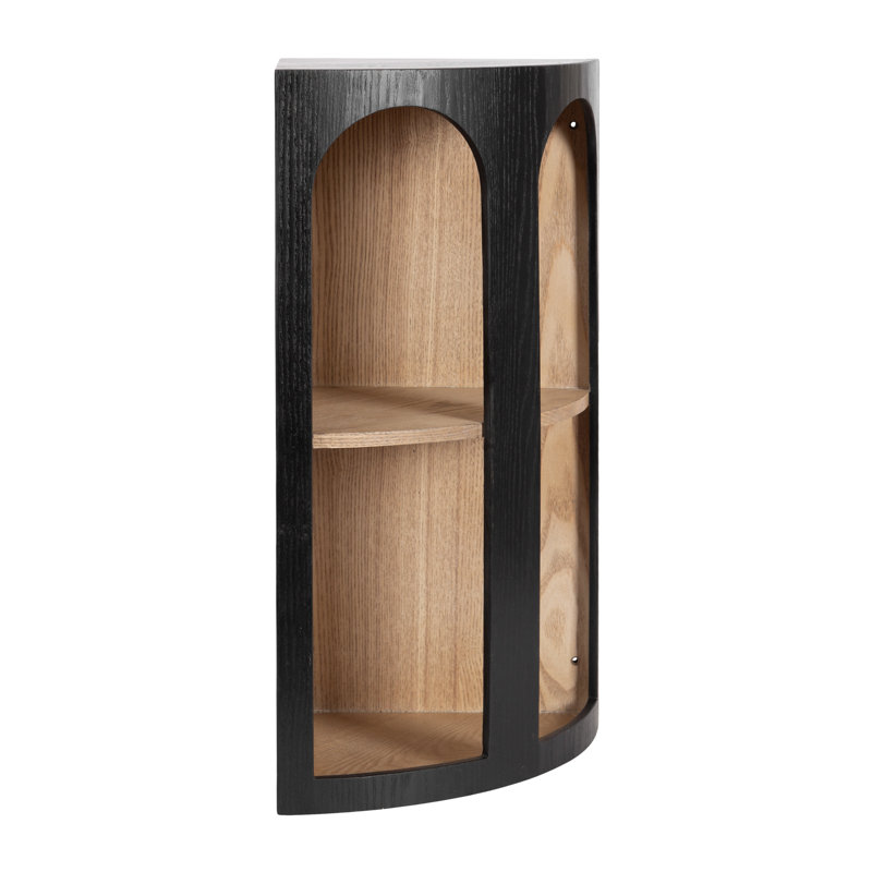 Wooden Corner Shelf Cabinet, Black