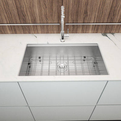 30 - Inch Undermount Kitchen Sink, 16 Gauge 304 Stainless Steel, Quiet Operation With 3Mm Pad, And Switchable Workstation Options Sound Reducing Rubber Built In Features