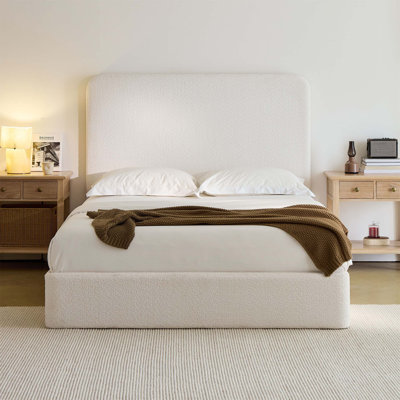 Grande tête de lit tapissier Canter avec tête de lit haute de 52 pouces, chenille perle, simplicité élégante, aucun sommier tapissier requis, assemblage facile