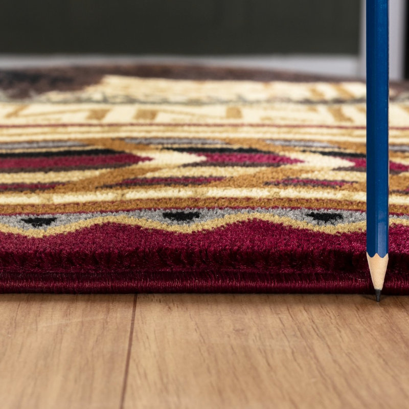 Tapis rouge en polypropylène, 2,58 pi X 7,25 pi, teinture, avec un look, texture fine