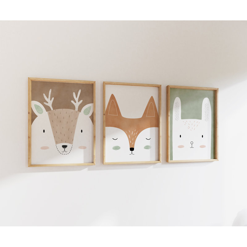 Ensemble de 3 impressions sur bois Woodland - impressions sans cadre, H 18 po x l 14 po x P 0,1 po