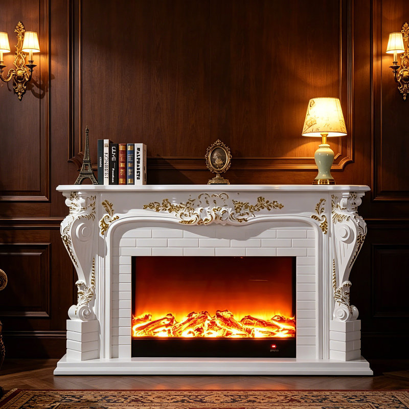 American Carved Electric Fireplace TV Stand, 78.74"