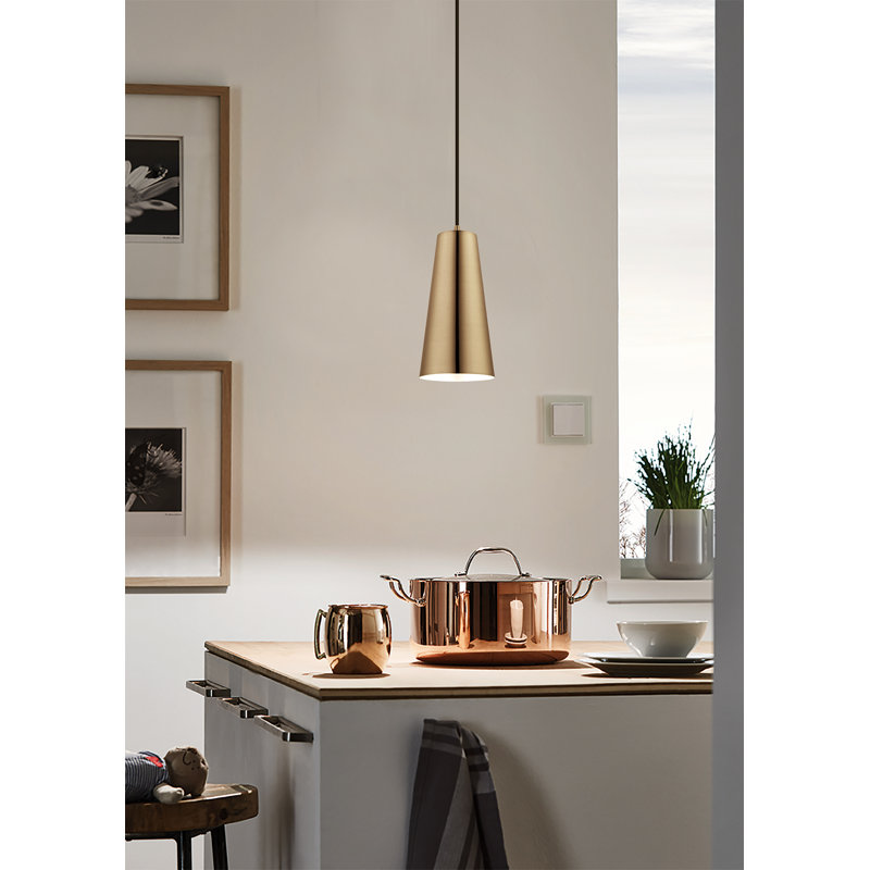 Luminaire suspendu conique à 1 lumière Deandra, Or brossé
