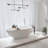 67" Freestanding Solid Surface Soaking Bathtub Stone Resin with Overflow and Pop-up Drain-123384698-123514214