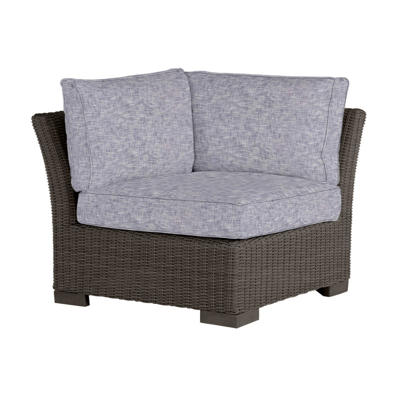 Club Woven Patio Lounge Chair with Cushions, Welt, Black Walnut, Intermix Indigo