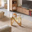 Mid-Century Coffee Table with Solid Wood Legs, Tempered Smoke Glass Top Circular Lounge Table-335063799