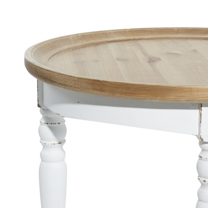 Table d'appoint blanche avec plateau en bois brun Merdi