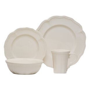 Red Vanilla Classic White 16 Piece Dinner Set, Service for 4