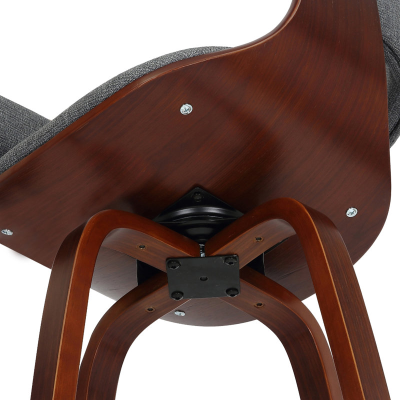 Keisha Swivel Fabric Mid-Century Stool, Bar Stool (29.53" Seat Height), Gray