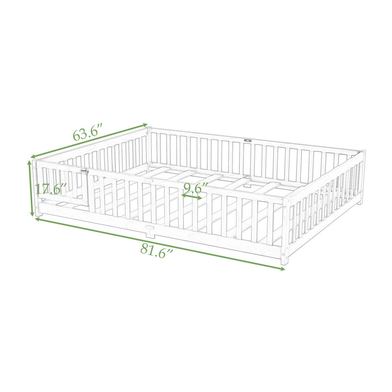 Grand lit en bois avec clôture et porte